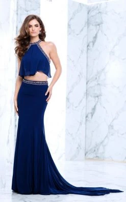 Formal Gowns Tarik Ediz - Two-Piece Halter Neck Dress 50105