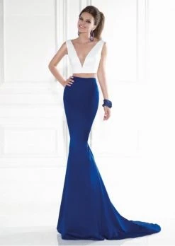 Formal Gowns Tarik Ediz - Two-Piece Lace V-Neck Long Gown 92575