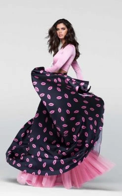 Tarik Ediz - Two-Piece Print V-Neck Dress 50111 Formal Gowns