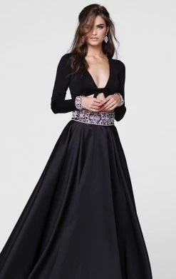 Tarik Ediz - V-Neck A-Line Gown 50018 Formal Gowns