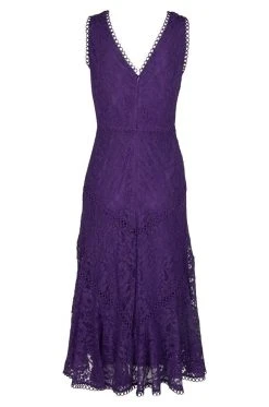 Taylor - 1144M Sleeveless Loops Trimmed V Neck Hi-Lo Hem Lace Dress Cocktail Dresses