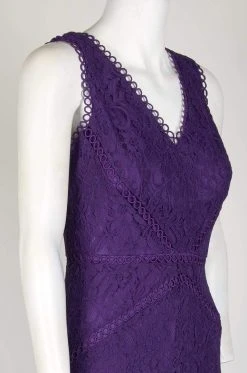 Taylor - 1144M Sleeveless Loops Trimmed V Neck Hi-Lo Hem Lace Dress Cocktail Dresses