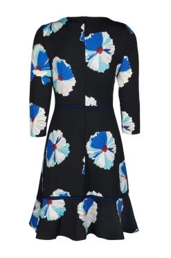 Taylor - 1180M Quarter Length Sleeved Floral Printed Crepe Dress