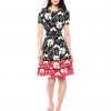 Taylor - 1204M Short Sleeves Floral Print Stretch Crepe Dress Cocktail Dresses