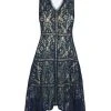 Cocktail Dresses Taylor - 1219M Sleeveless Floral Lace Handkerchief Hem Dress