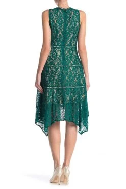 Cocktail Dresses Taylor - 1219M Sleeveless Floral Lace Handkerchief Hem Dress 12 Cocktail Dresses Taylor - 1219M Sleeveless Floral Lace Handkerchief Hem Dress