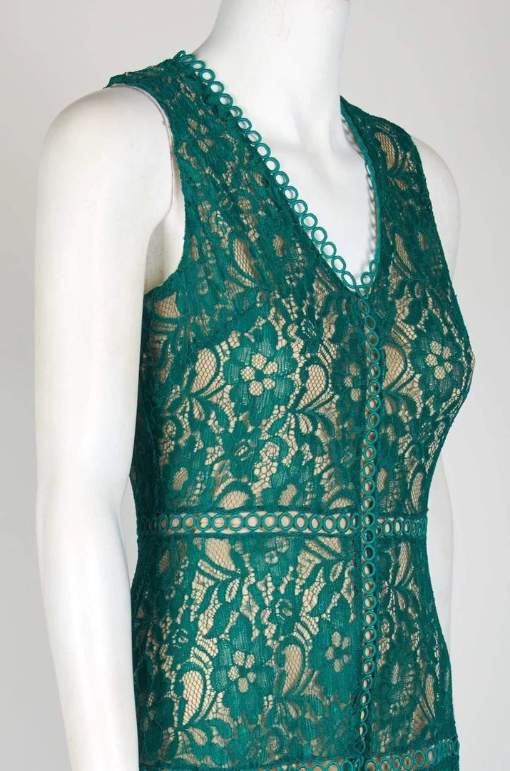 Cocktail Dresses Taylor - 1219M Sleeveless Floral Lace Handkerchief Hem Dress 8 Cocktail Dresses Taylor - 1219M Sleeveless Floral Lace Handkerchief Hem Dress