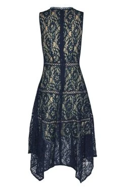 Cocktail Dresses Taylor - 1219M Sleeveless Floral Lace Handkerchief Hem Dress 10 Cocktail Dresses Taylor - 1219M Sleeveless Floral Lace Handkerchief Hem Dress