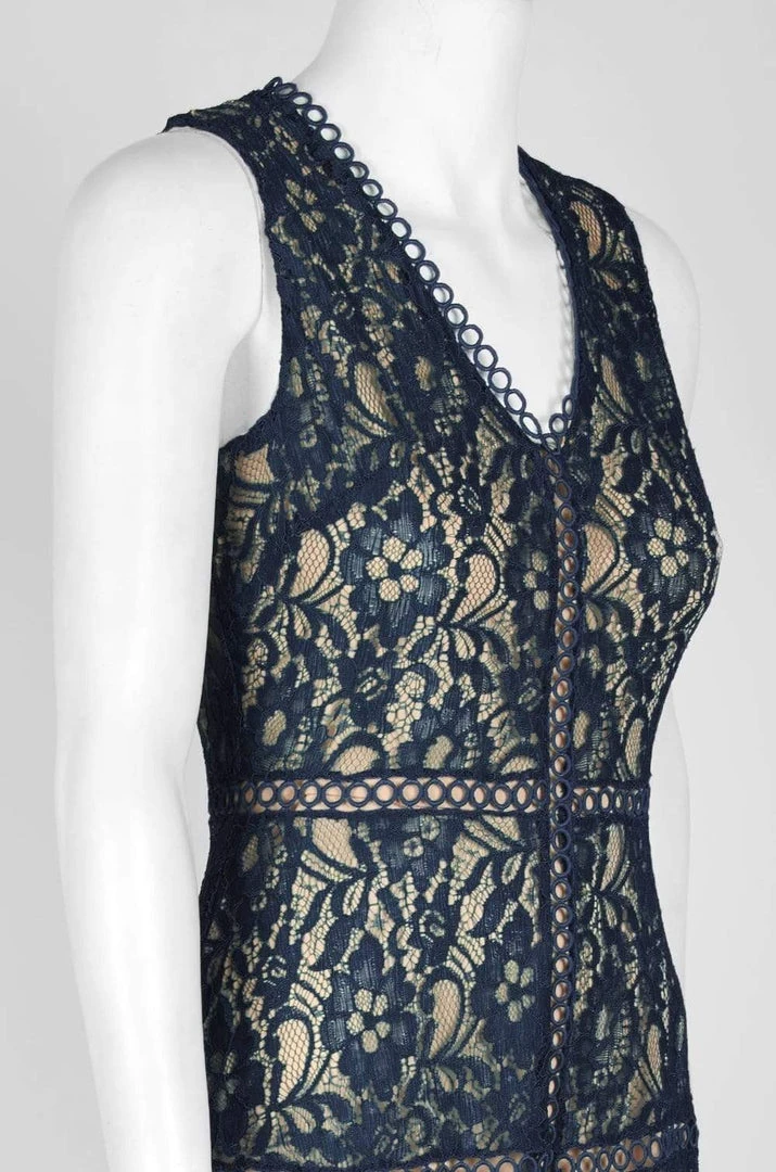 Cocktail Dresses Taylor - 1219M Sleeveless Floral Lace Handkerchief Hem Dress 6 Cocktail Dresses Taylor - 1219M Sleeveless Floral Lace Handkerchief Hem Dress