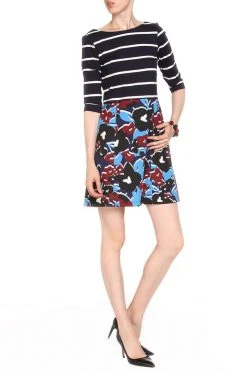 Cocktail Dresses Taylor - 5961M Quarter Sleeve Stripe Dress