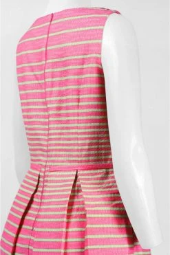 Cocktail Dresses Taylor - 8074M Sleeveless Stripe Print Pleated Dress