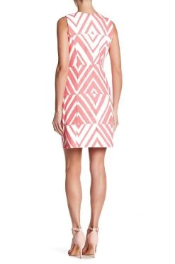 Taylor - 8773MX Sleeveless Chevron Print Cotton Dress