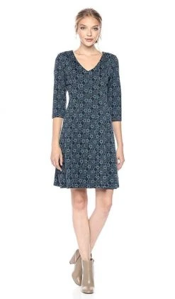 Taylor - 9209M V Neck Jacquard Quarter Length Sleeve Short Dress