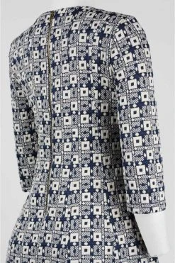 Taylor - 9209M V Neck Jacquard Quarter Length Sleeve Short Dress