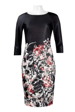 Taylor - 9344M Floral Print Bateau Scuba Sheath Dress Cocktail Dresses 8 Taylor - 9344M Floral Print Bateau Scuba Sheath Dress Cocktail Dresses