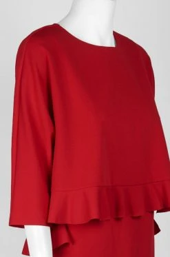 Taylor - 9859M Quarter Sleeve Ruffle-Trimmed Popover Dress 13 Taylor - 9859M Quarter Sleeve Ruffle-Trimmed Popover Dress