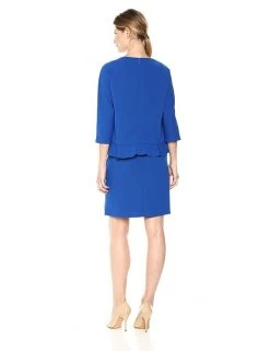 Taylor - 9859M Quarter Sleeve Ruffle-Trimmed Popover Dress 15 Taylor - 9859M Quarter Sleeve Ruffle-Trimmed Popover Dress