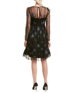 Cocktail Dresses Taylor - 9862M Knee Length Puff Sleeve Illusion Embroidered Dress 6 Cocktail Dresses Taylor - 9862M Knee Length Puff Sleeve Illusion Embroidered Dress
