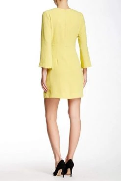 Cocktail Dresses Taylor - Bell Sleeves V-Neck Short Crepe Dress 7038M