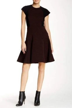 Cocktail Dresses Taylor - Color Block Ribbed Dress 5808M