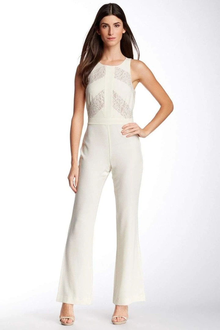 Taylor - Floral Lace Insert Crepe Flare Jumpsuit 5240M 6 Taylor - Floral Lace Insert Crepe Flare Jumpsuit 5240M