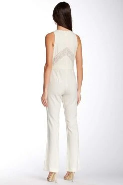 Taylor - Floral Lace Insert Crepe Flare Jumpsuit 5240M 11 Taylor - Floral Lace Insert Crepe Flare Jumpsuit 5240M
