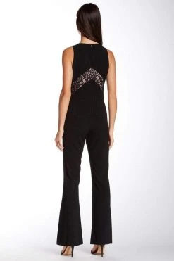 Taylor - Floral Lace Insert Crepe Flare Jumpsuit 5240M