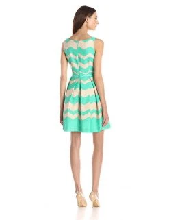 Taylor - Pleated Chevron Jacquard Dress 5445M
