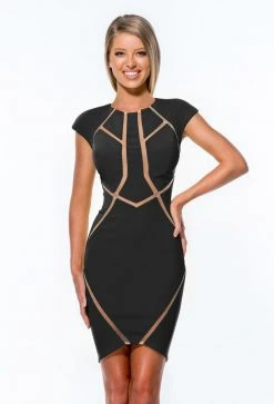 Terani Couture - 151C0202A Jewel Neck Cutout Sheath Dress Cocktail Dresses