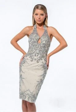 Terani Couture - 151C0214A Sequined High Halter Cocktail Dress