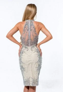 Terani Couture - 151C0214A Sequined High Halter Cocktail Dress