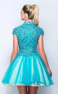 Terani Couture - 151P0024A Lace High Neck A-line Dress Cocktail Dresses