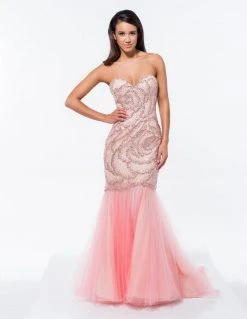 Formal Gowns Terani Couture - 151P0110A Strapless Rose Motif Embellished Mermaid Gown