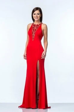 Terani Couture - 1521E0369A Embellished Halter Neck Sheath Dress