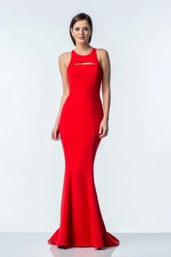 Terani Couture - 1522E0481A Sleeveless Halter Neck Sheath Dress