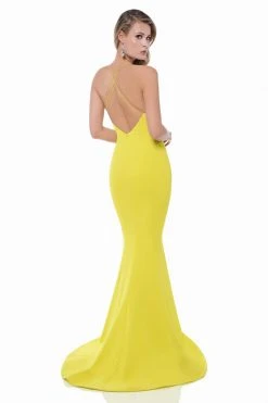 Terani Couture - 1522E0481A Sleeveless Halter Neck Sheath Dress