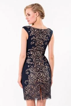 Terani Couture - 1523C1100A Lace Embellished Bateau Sheath Dress