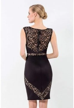 Terani Couture - 1523C1102A Lace Bateau Neck Column Dress