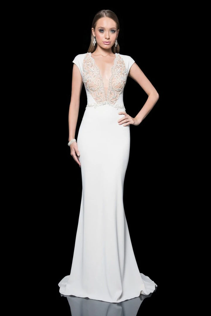 Terani Couture - 1611E0165A Bedazzled V-neck Sheath Dress 3 Terani Couture - 1611E0165A Bedazzled V-neck Sheath Dress