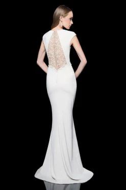 Terani Couture - 1611E0165A Bedazzled V-neck Sheath Dress