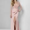 Terani Couture - 1611M0635 Long Sleeve Wrap Trumpet Skirt Gown - 1 Pc Blush In Size 10 Available 2 Terani Couture - 1611M0635 Long Sleeve Wrap Trumpet Skirt Gown - 1 Pc Blush In Size 10 Available