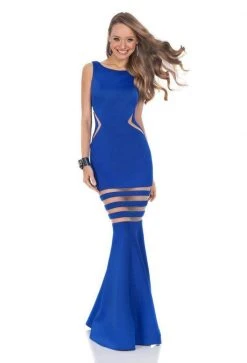 Formal Gowns Terani Couture - 1611P0201A Striped Illusion Trumpet Evening Dress