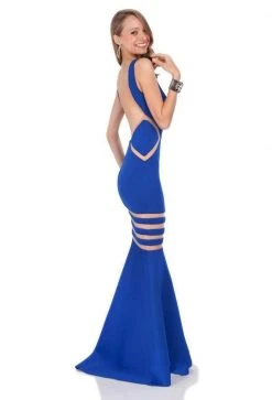 Formal Gowns Terani Couture - 1611P0201A Striped Illusion Trumpet Evening Dress