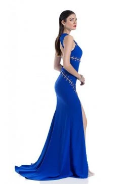Terani Couture - 1612P0518A Accented Jewel Neck Sheath Dress