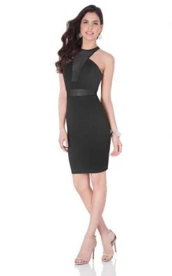 Cocktail Dresses Terani Couture - 1621H1056 Sexy Illusion Halter Neck Short Dress - 1 Pc Black In Size 0 Available