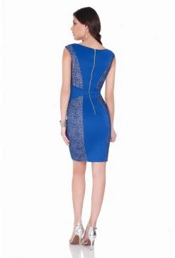 Terani Couture - 1623C1379 Bejeweled Deep V-Neck Sheath Dress Cocktail Dresses