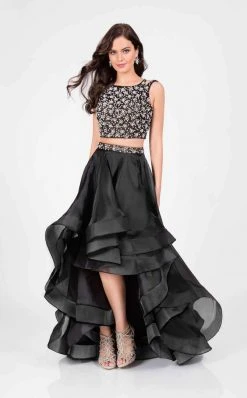 Terani Couture - 1711P2692 Two Piece Embellished High Low A-line Dress Formal Gowns