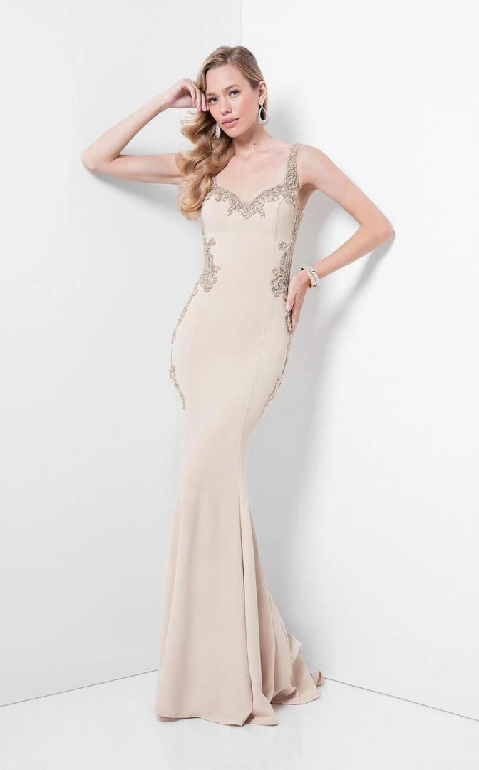Terani Couture 1712E3268 Ornate Paneled Mermaid Gown - 1 Pc Champagne In Size 4 Available Formal Gowns 3 Terani Couture 1712E3268 Ornate Paneled Mermaid Gown - 1 Pc Champagne In Size 4 Available Formal Gowns