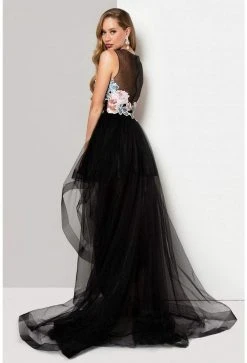 Terani Couture - 1713P2794 Illusion Floral High-Low Gown