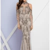 Terani Couture - 1721GL4432 Embellished High Neck Long Sleeves Gown